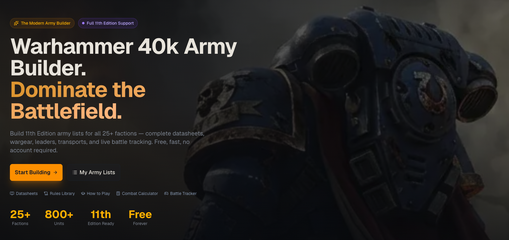Grimslate: A Free Warhammer 40,000 Army Builder for 11th Edition