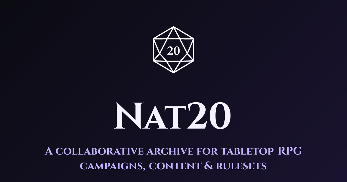 Nat20.cloud—a free, open web platform for D&D 5e & Pathfinder 2e (so far), share campaigns and pla logo
